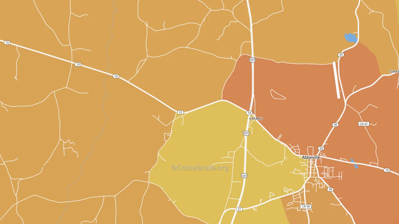 Graball, AL Map of Burglary Rates