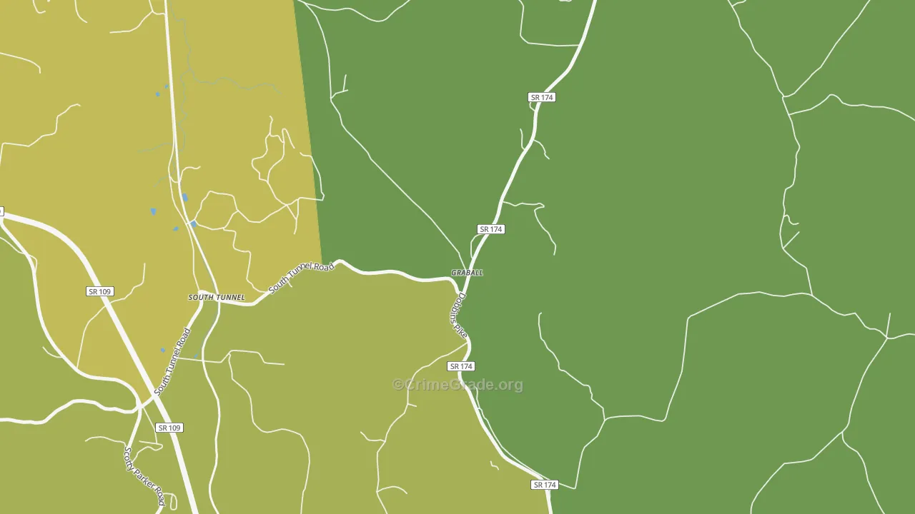 Graball, TN Map of Burglary Rates