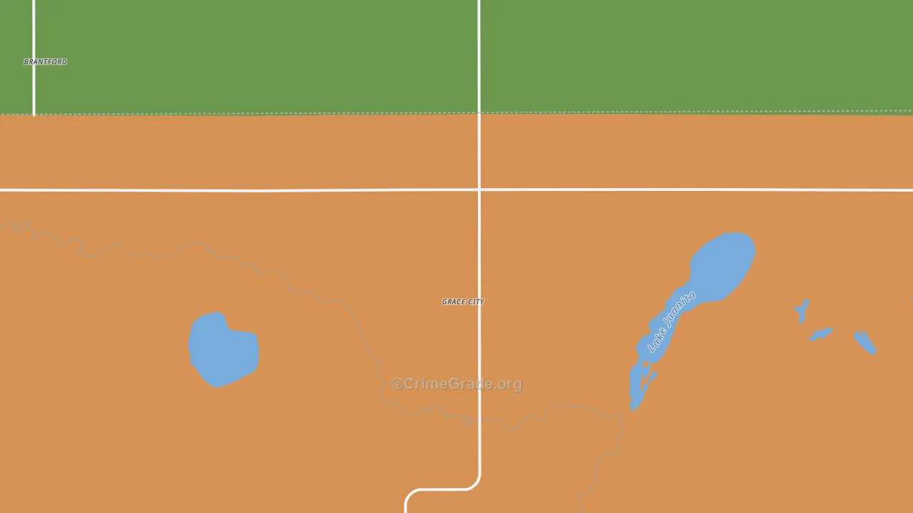 Grace City, ND Map of Burglary Rates