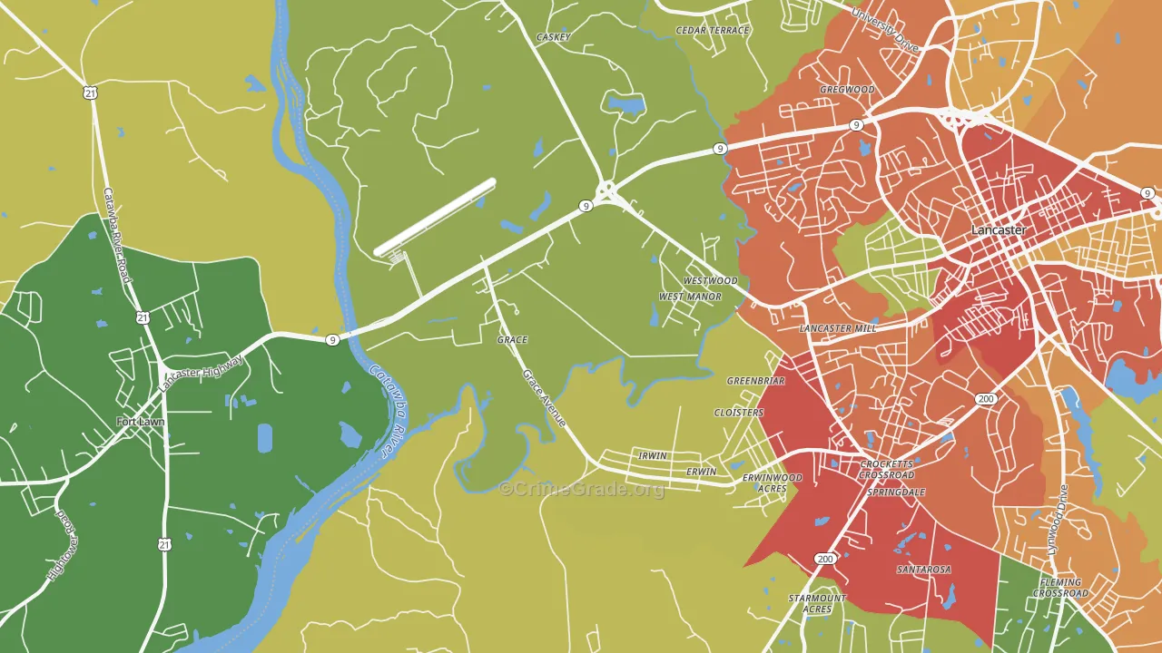 Grace, SC Map of Burglary Rates