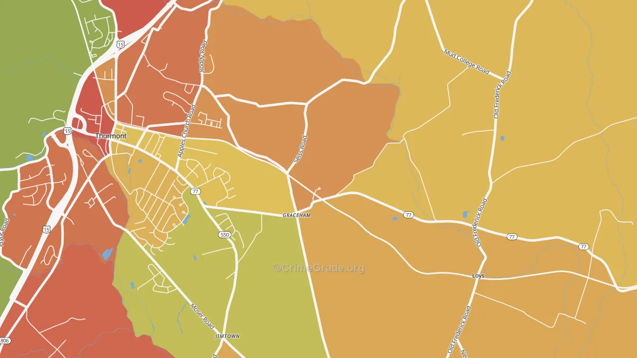 Graceham, MD Map of Burglary Rates