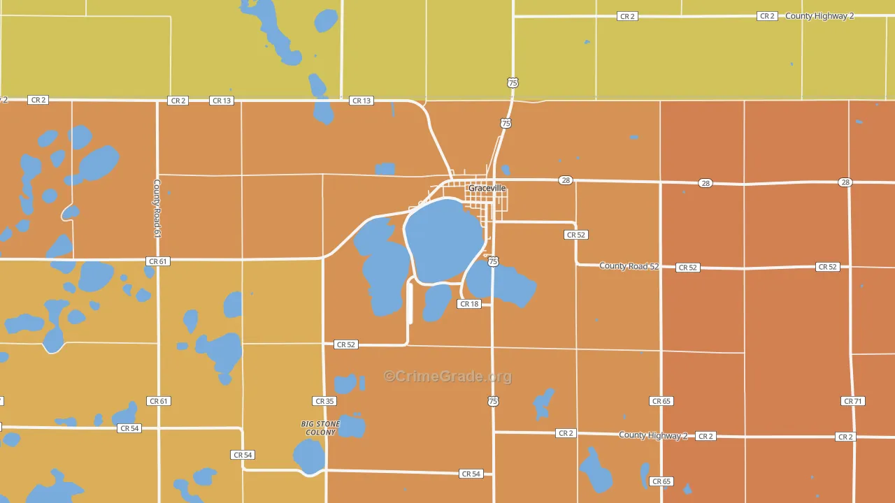 Graceville, MN Map of Burglary Rates