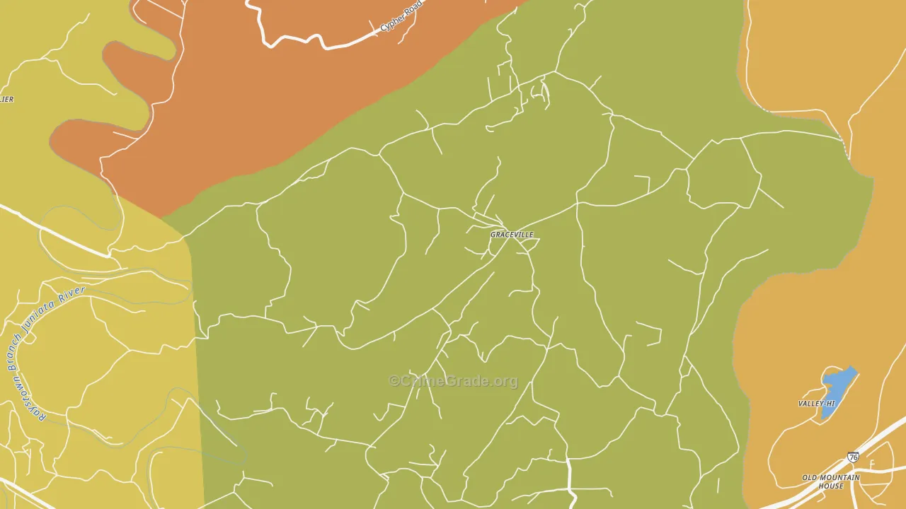 Graceville, PA Map of Burglary Rates