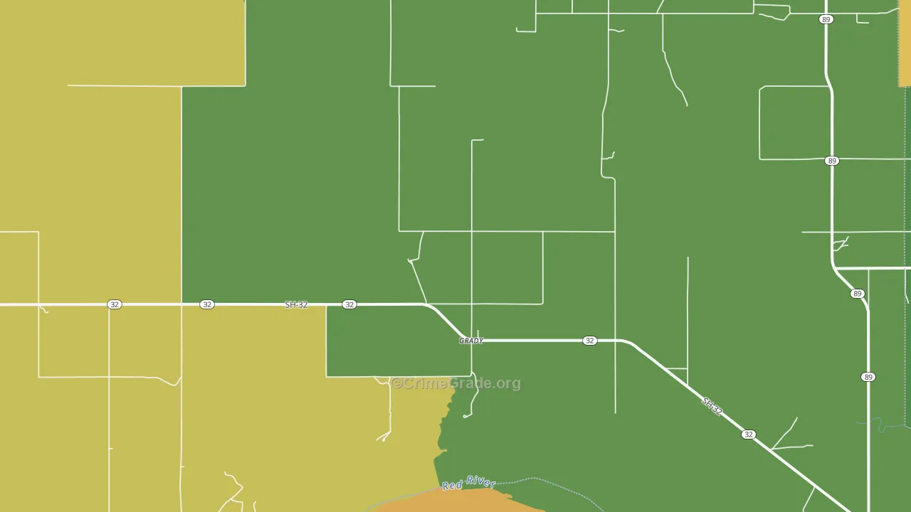 Grady, OK Map of Burglary Rates