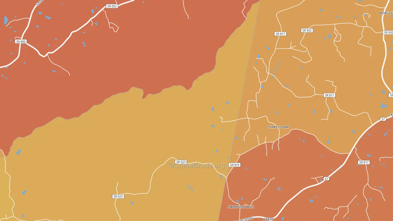 Grady, VA Map of Burglary Rates