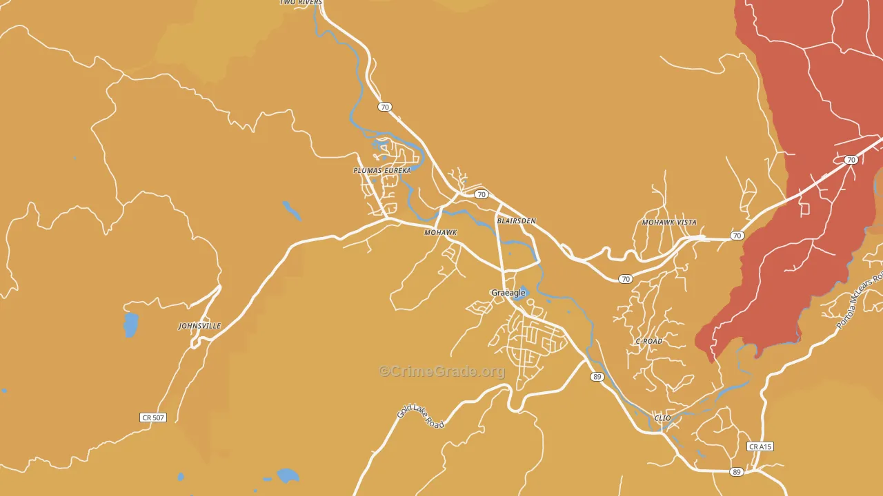Graeagle, CA Map of Burglary Rates