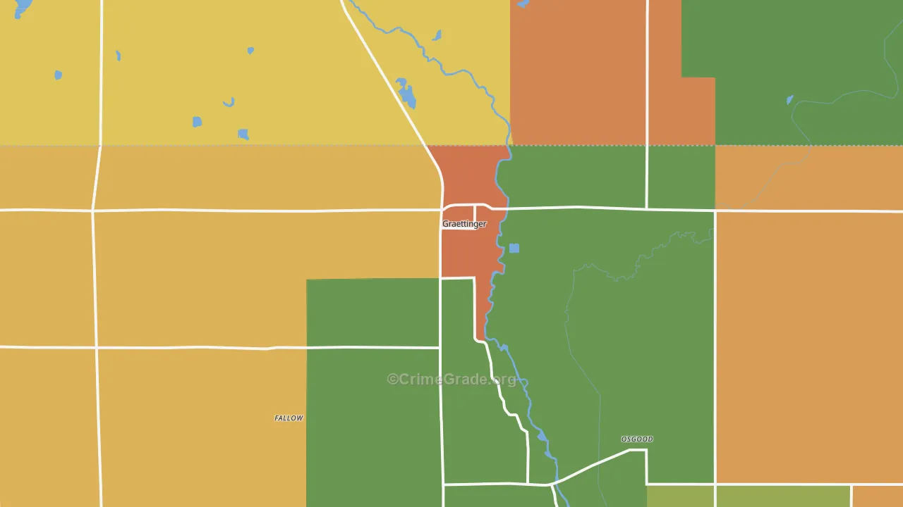 Graettinger, IA Map of Burglary Rates