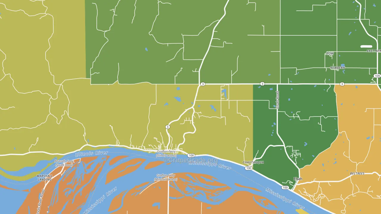 Grafton, IL Map of Burglary Rates