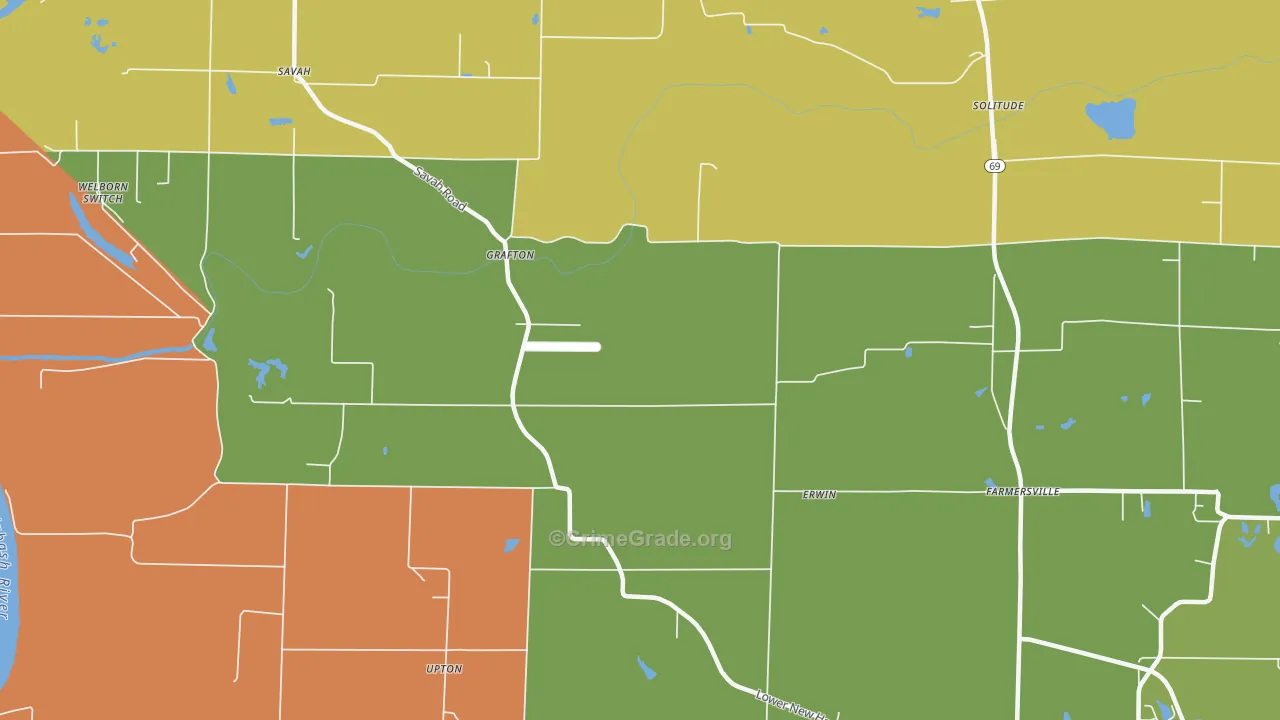 Grafton, IN Map of Burglary Rates
