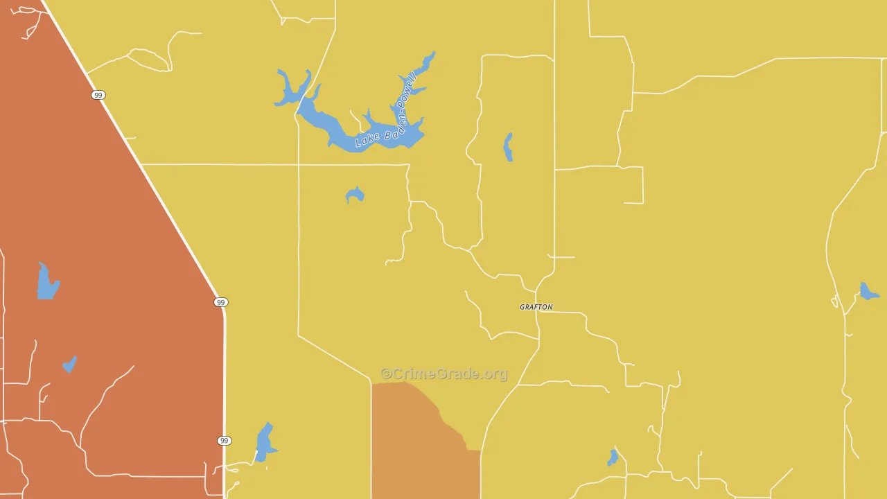 Grafton, KS Map of Burglary Rates