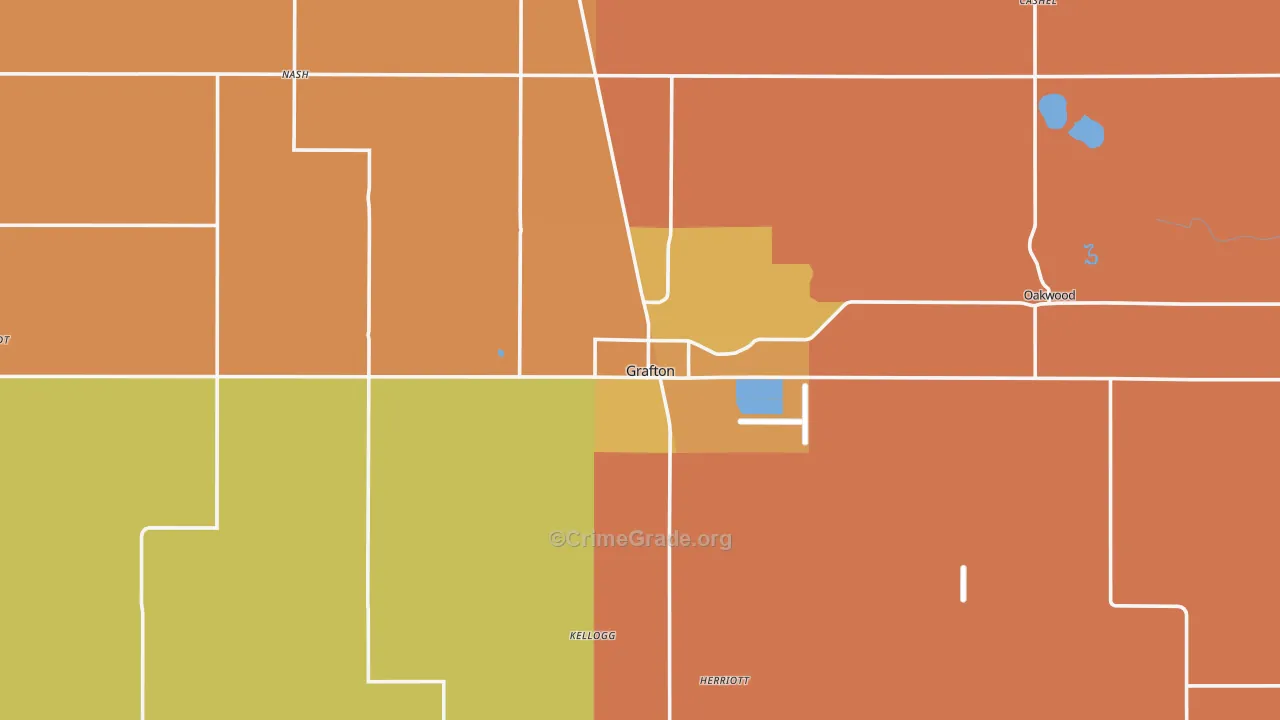Grafton, ND Map of Burglary Rates