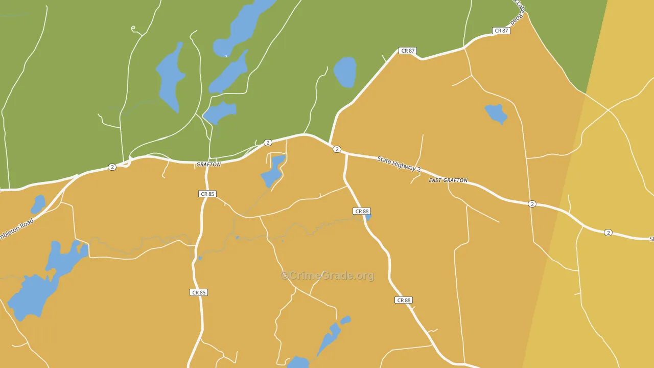 Grafton, NY Map of Burglary Rates