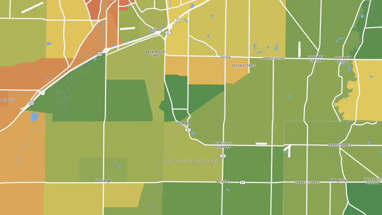 Grafton, OH Map of Burglary Rates
