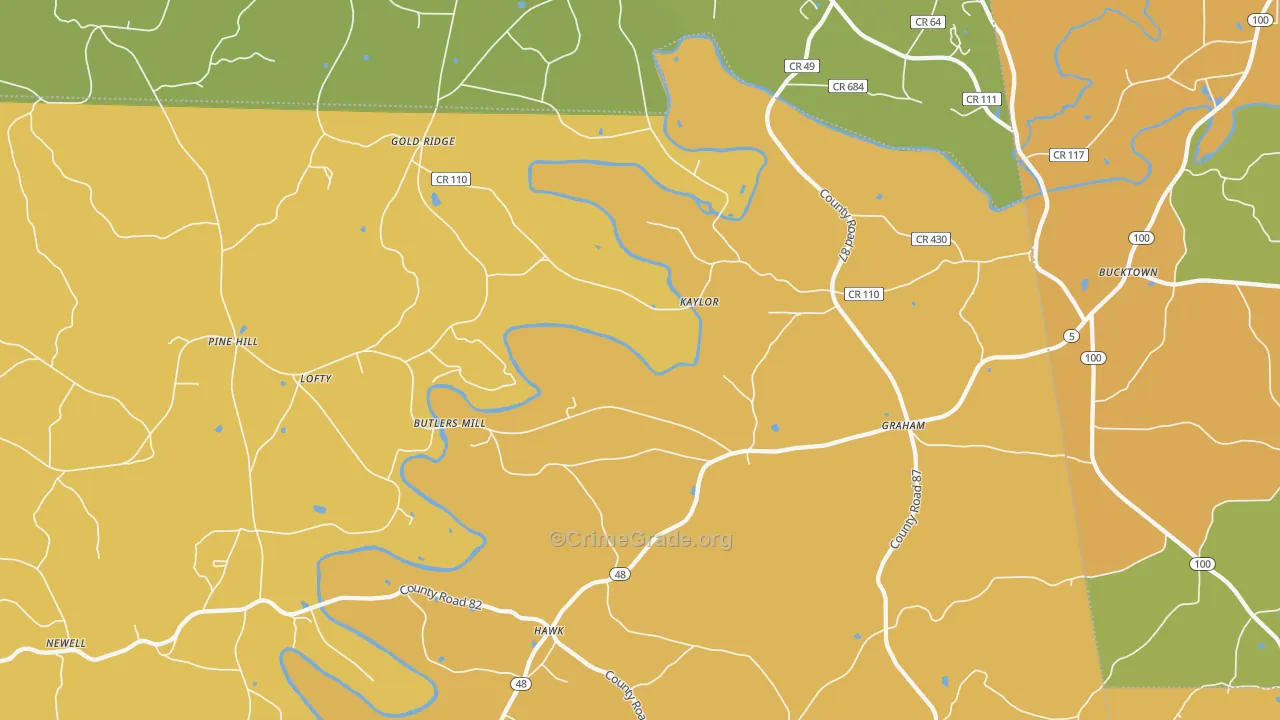 Graham, AL Map of Burglary Rates