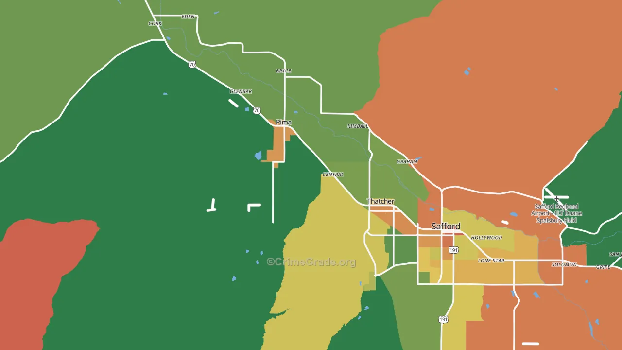 Graham County, AZ Map of Burglary Rates