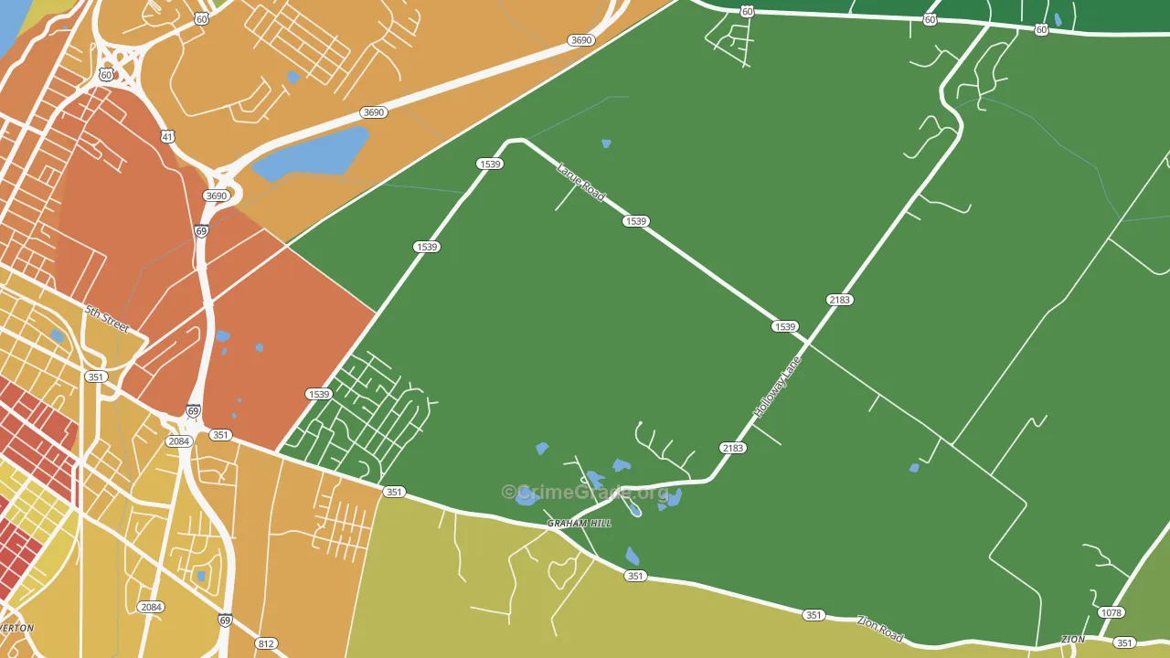 Graham Hill, KY Map of Burglary Rates