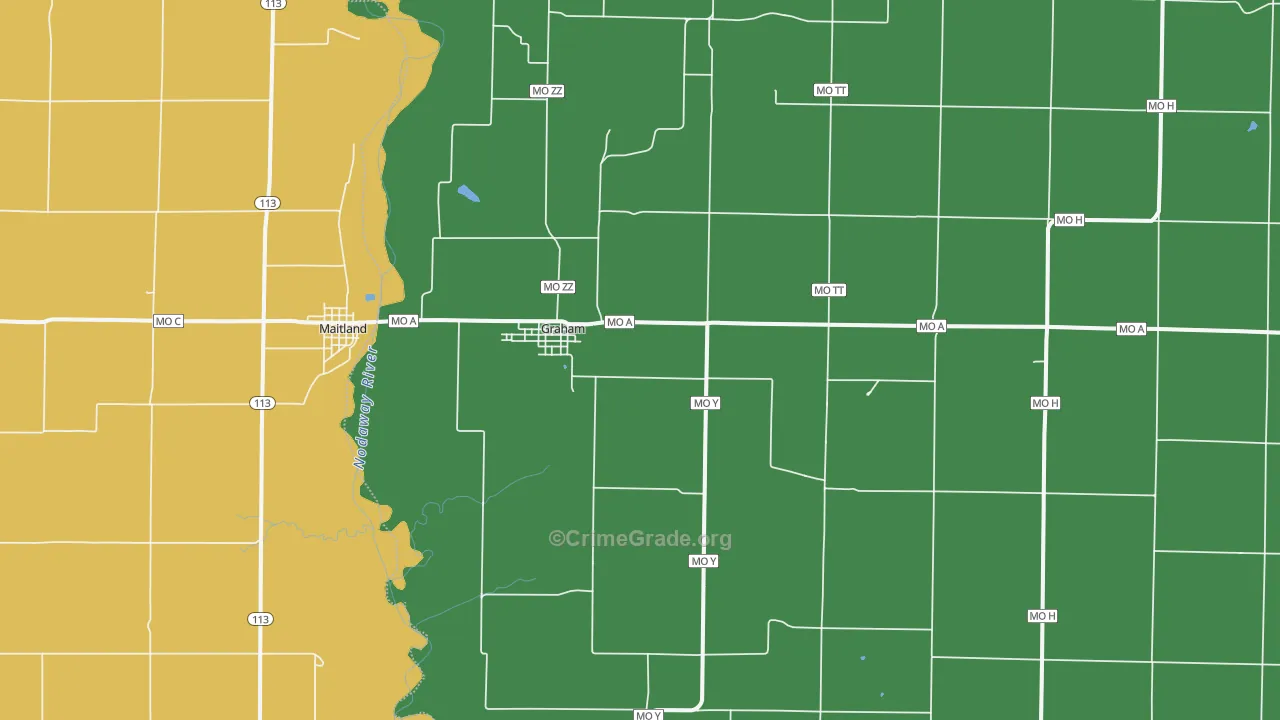 Graham, MO Map of Burglary Rates