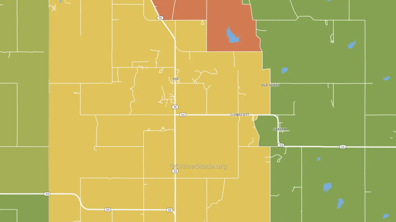 Graham, OK Map of Burglary Rates