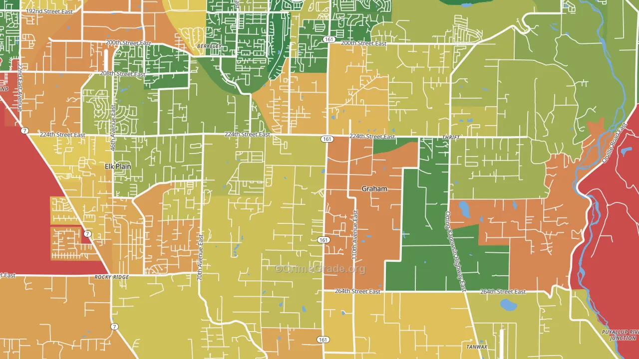 Graham, WA Map of Burglary Rates