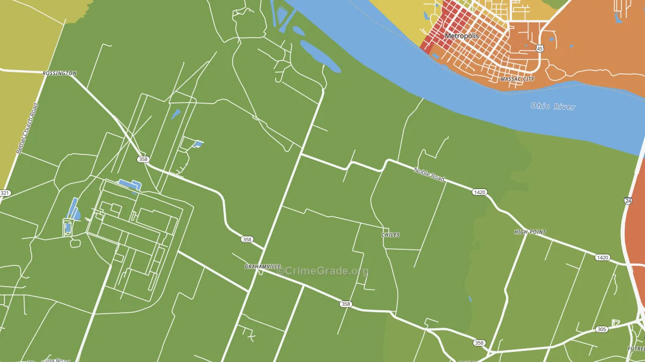 Grahamville, KY Map of Burglary Rates