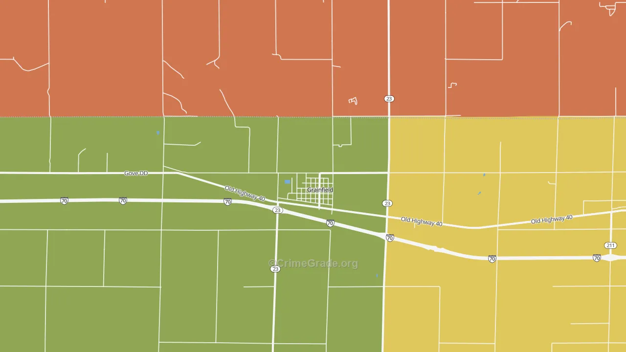 Grainfield, KS Map of Burglary Rates