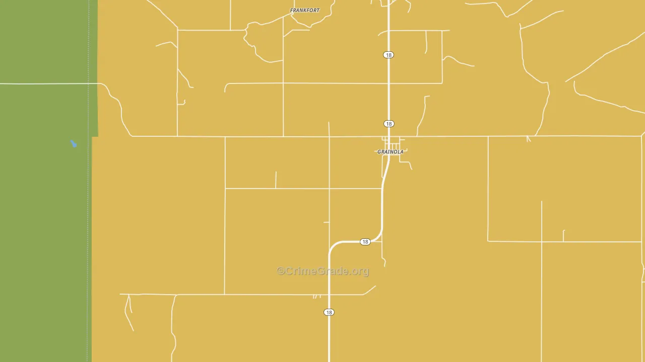 Grainola, OK Map of Burglary Rates