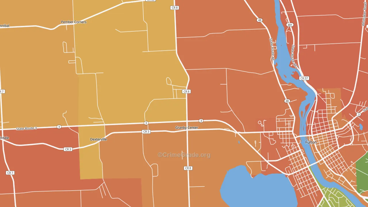 Granby Center, NY Map of Burglary Rates