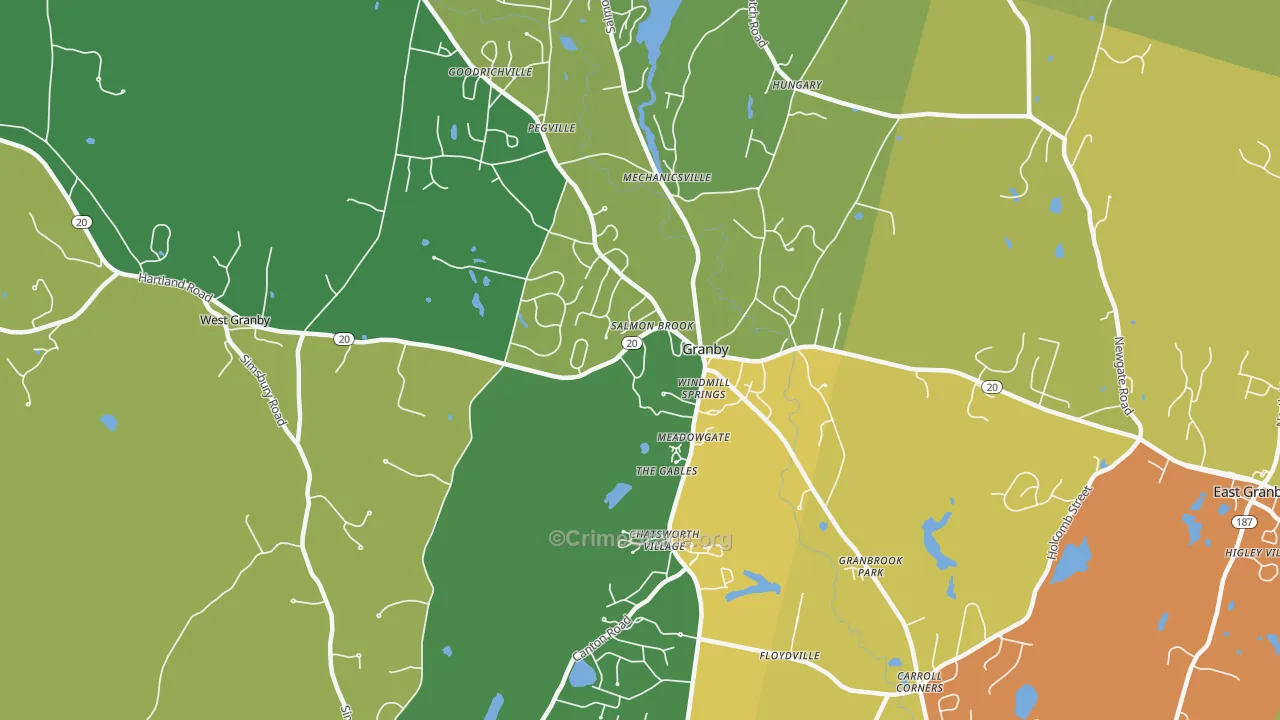 Granby, CT Map of Burglary Rates