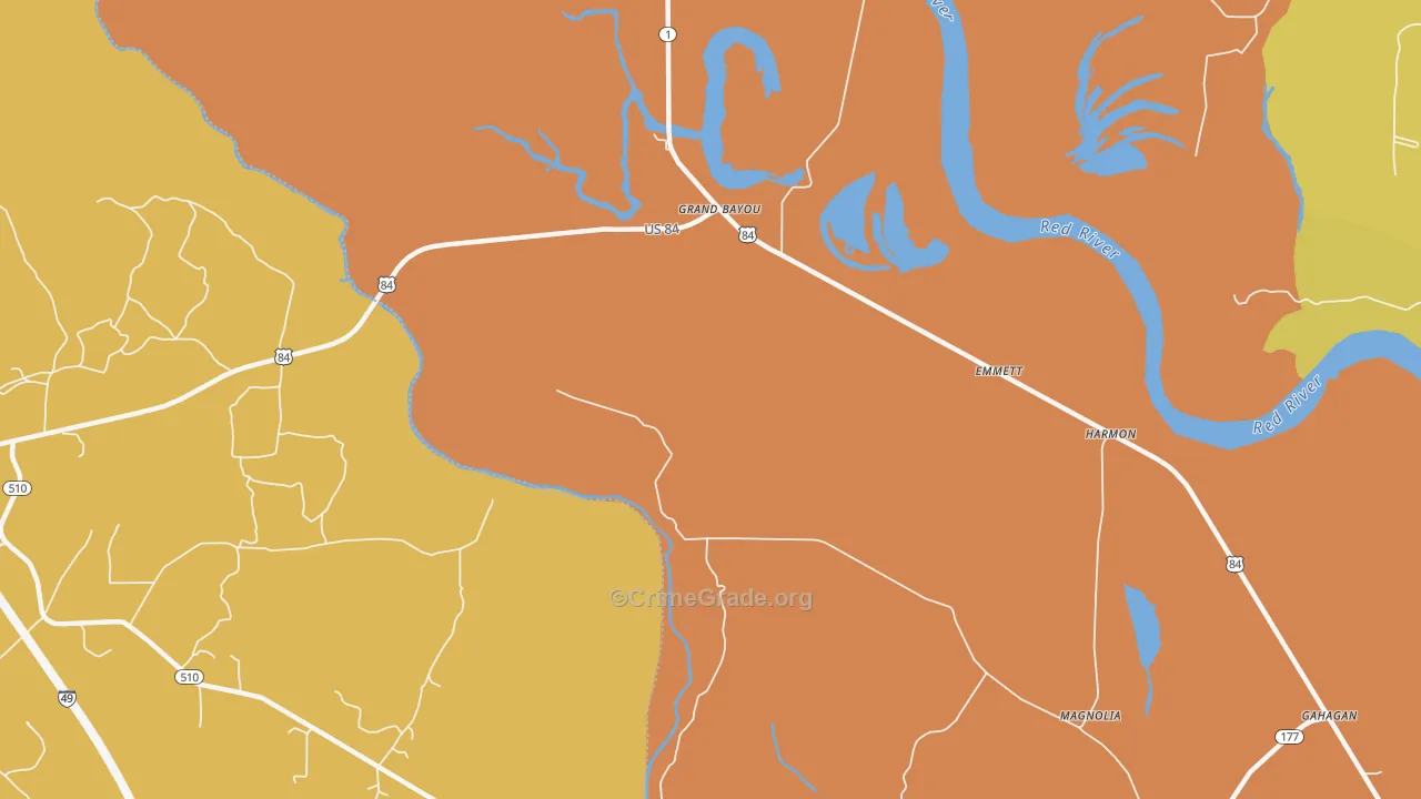 Grand Bayou, LA Map of Burglary Rates