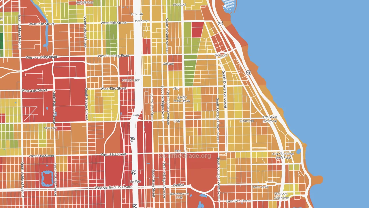 Grand Boulevard, Chicago, IL Map of Burglary Rates