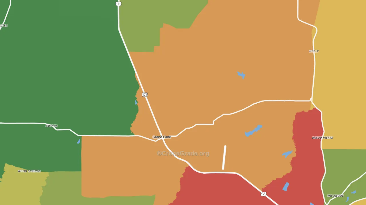 Grand Cane, LA Map of Burglary Rates