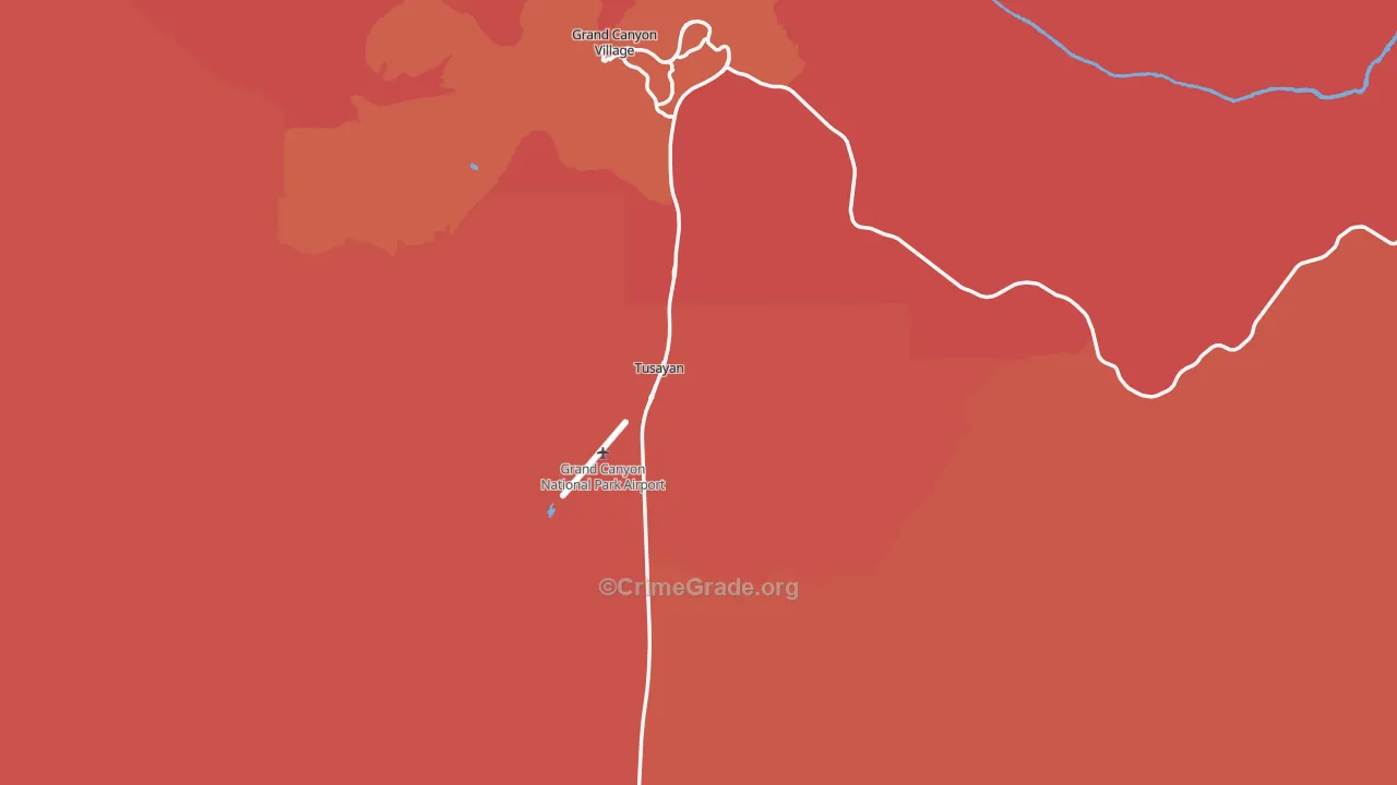 Grand Canyon, AZ Map of Burglary Rates