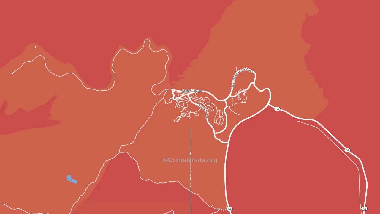 Grand Canyon Village, AZ Map of Burglary Rates