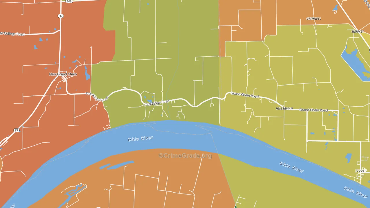 Grand Chain, IL Map of Burglary Rates