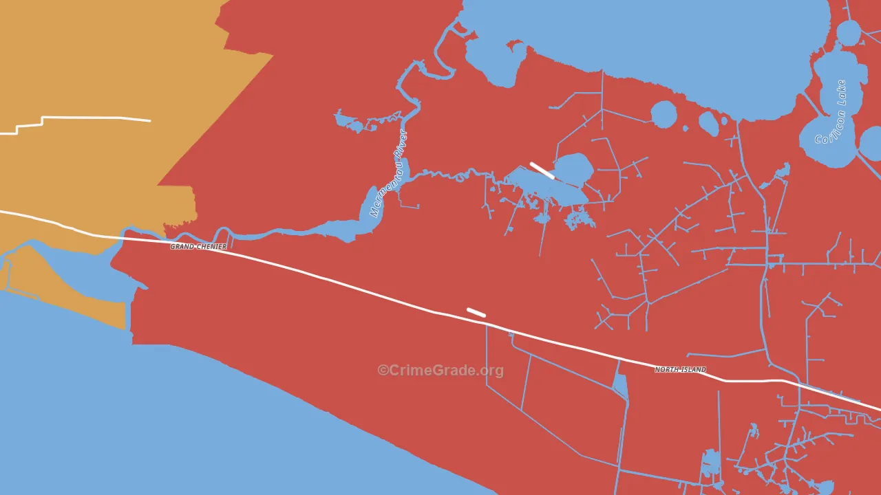 Grand Chenier, LA Map of Burglary Rates