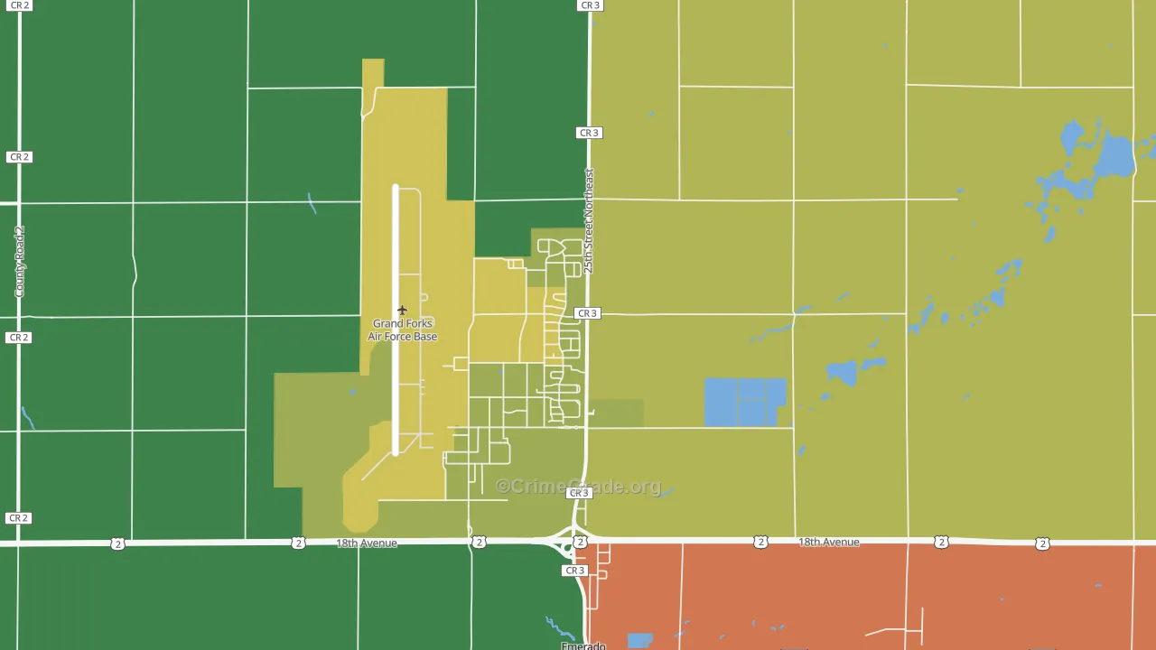 Grand Forks Afb, ND Map of Burglary Rates