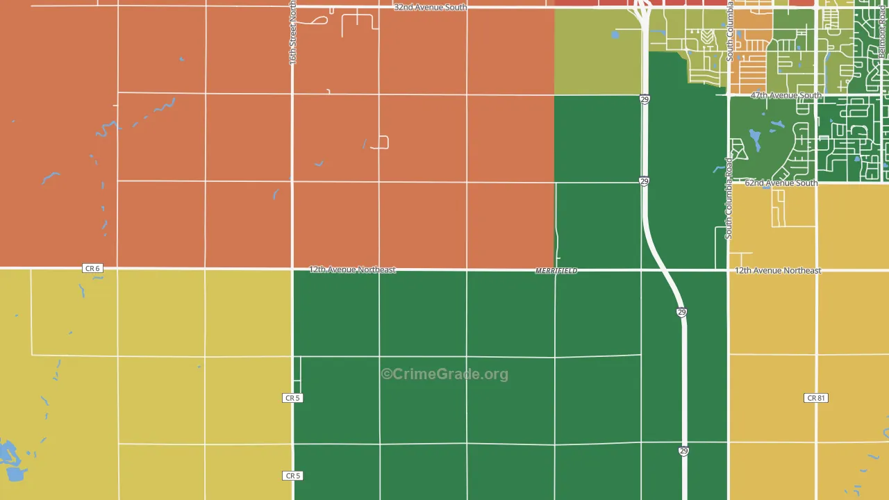 Grand Forks Air Force Base, ND Map of Burglary Rates