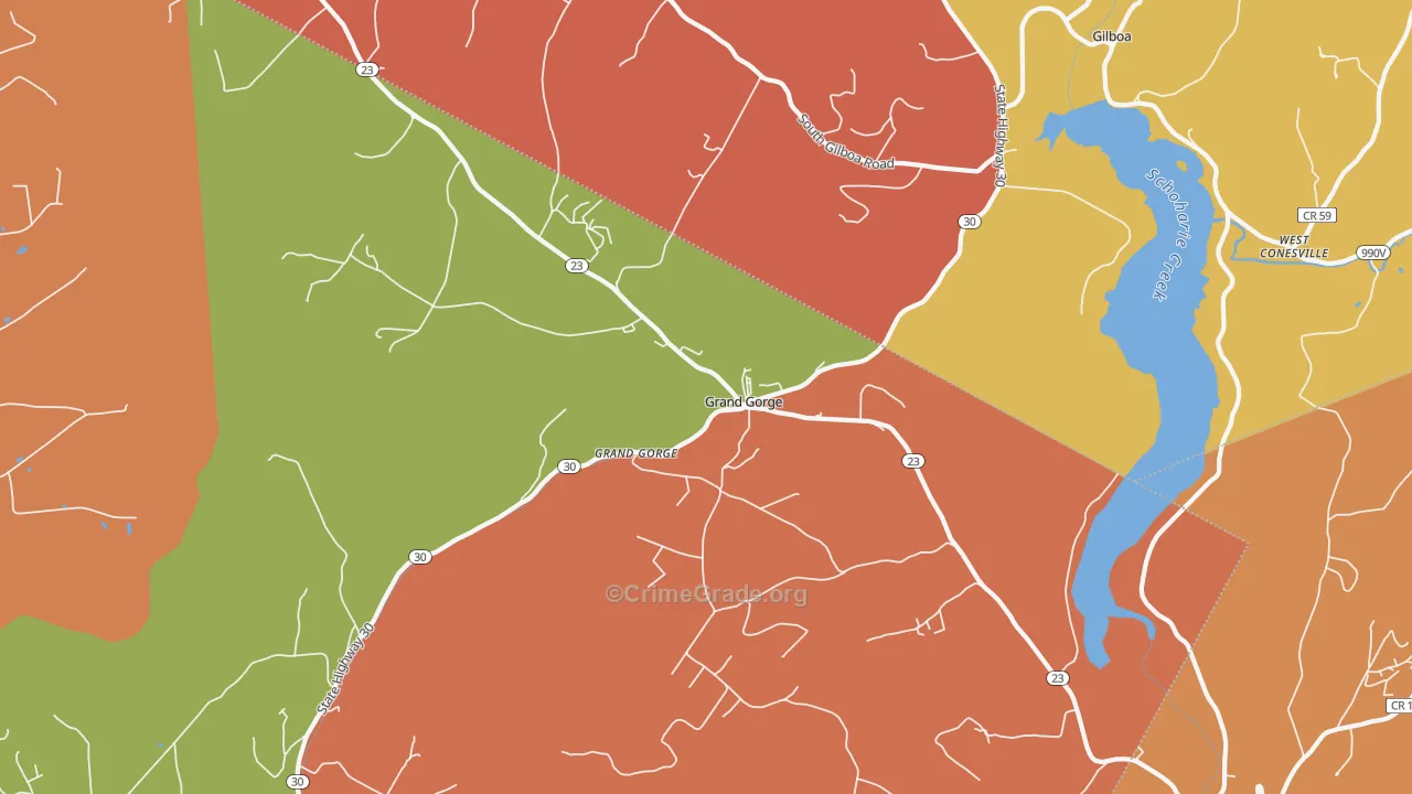 Grand Gorge, NY Map of Burglary Rates