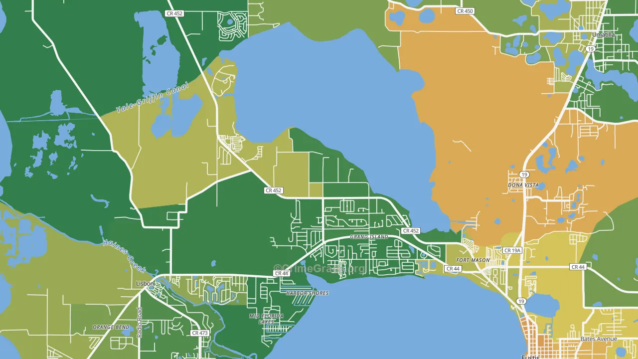 Grand Island, FL Map of Burglary Rates