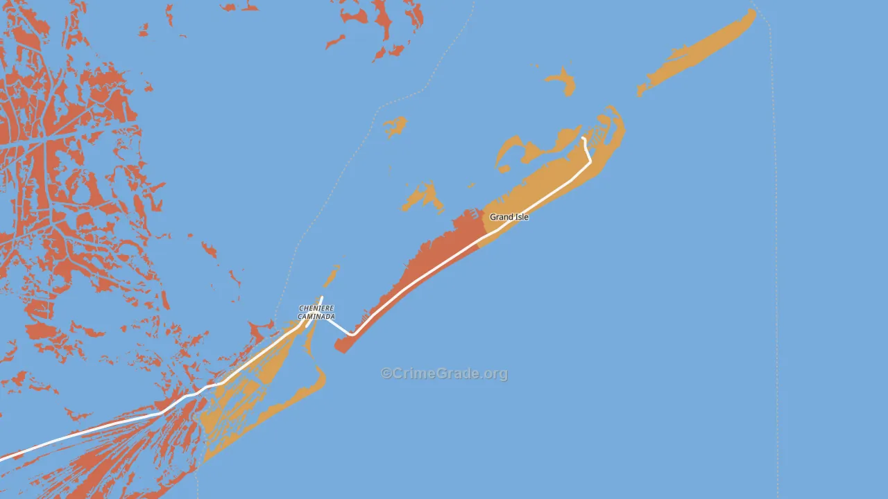 Grand Isle, LA Map of Burglary Rates