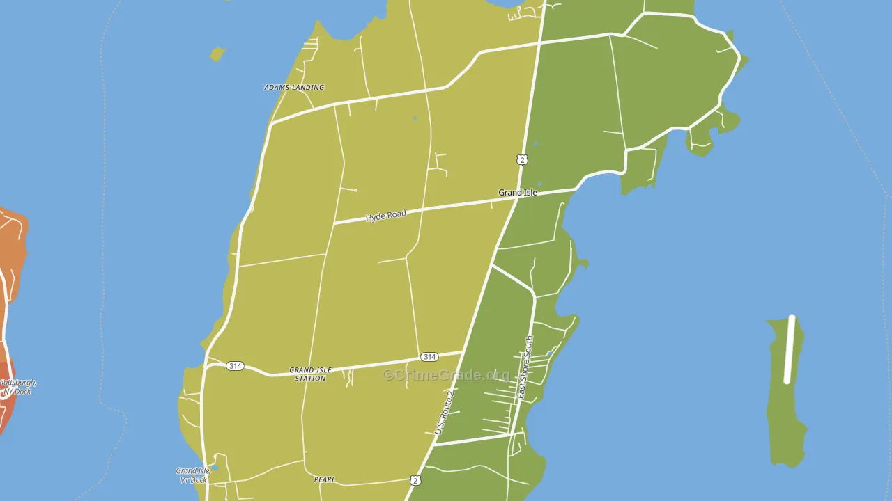 Grand Isle, VT Map of Burglary Rates