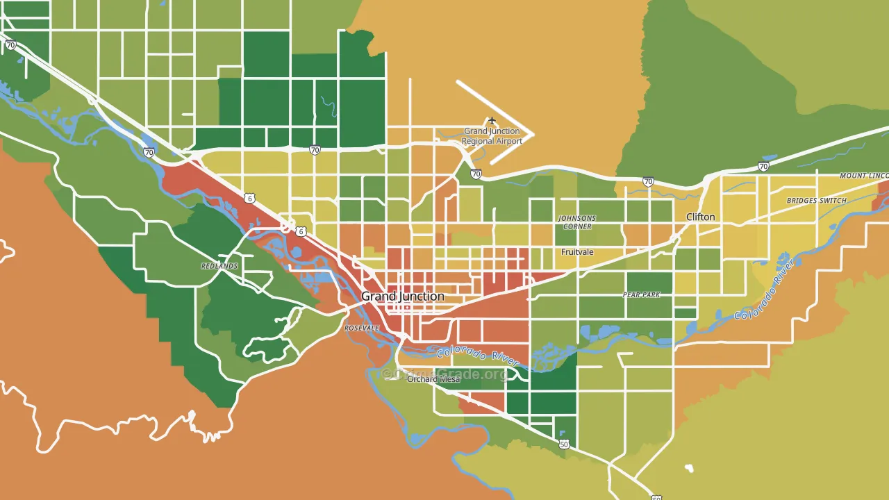 Grand Junction, CO Map of Burglary Rates