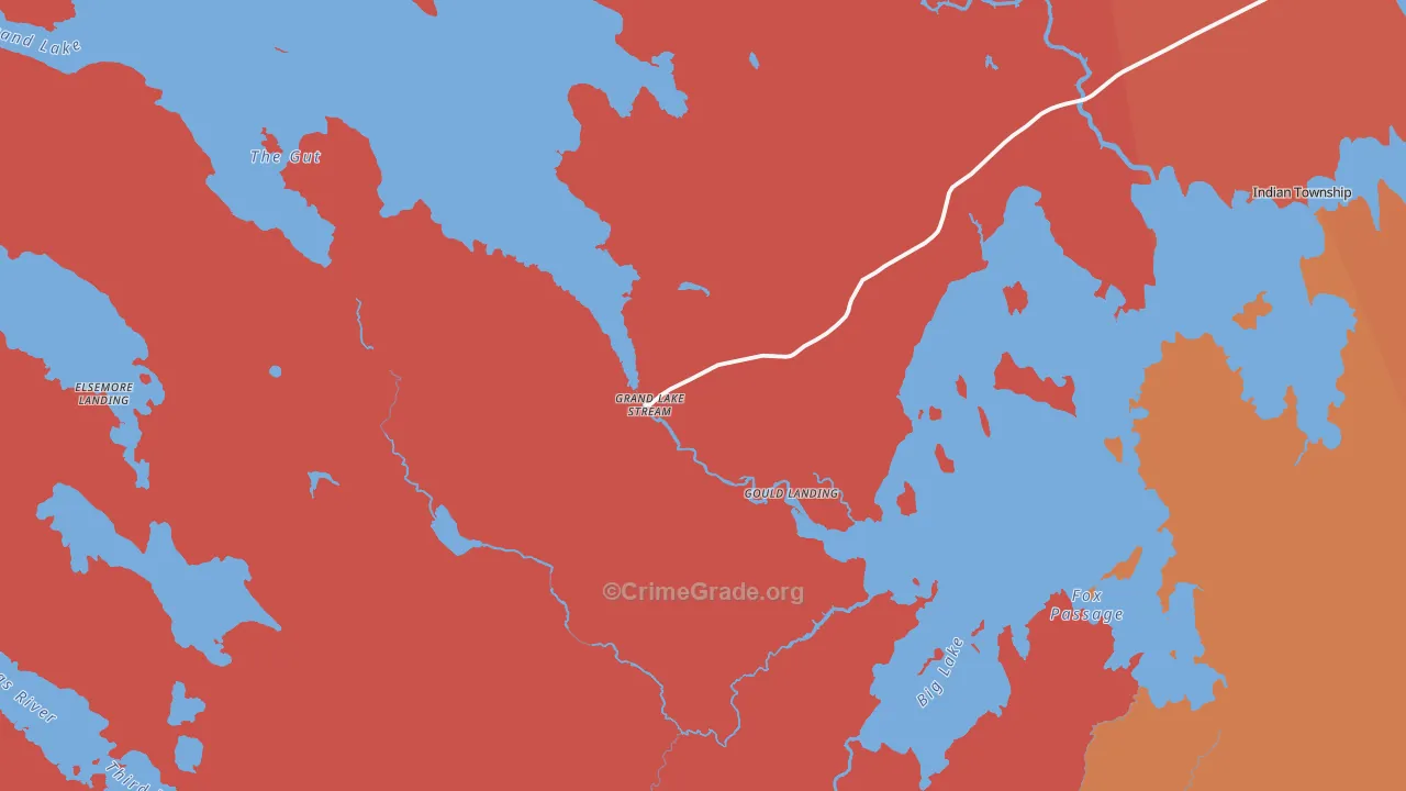 Grand Lake Stream, ME Map of Burglary Rates