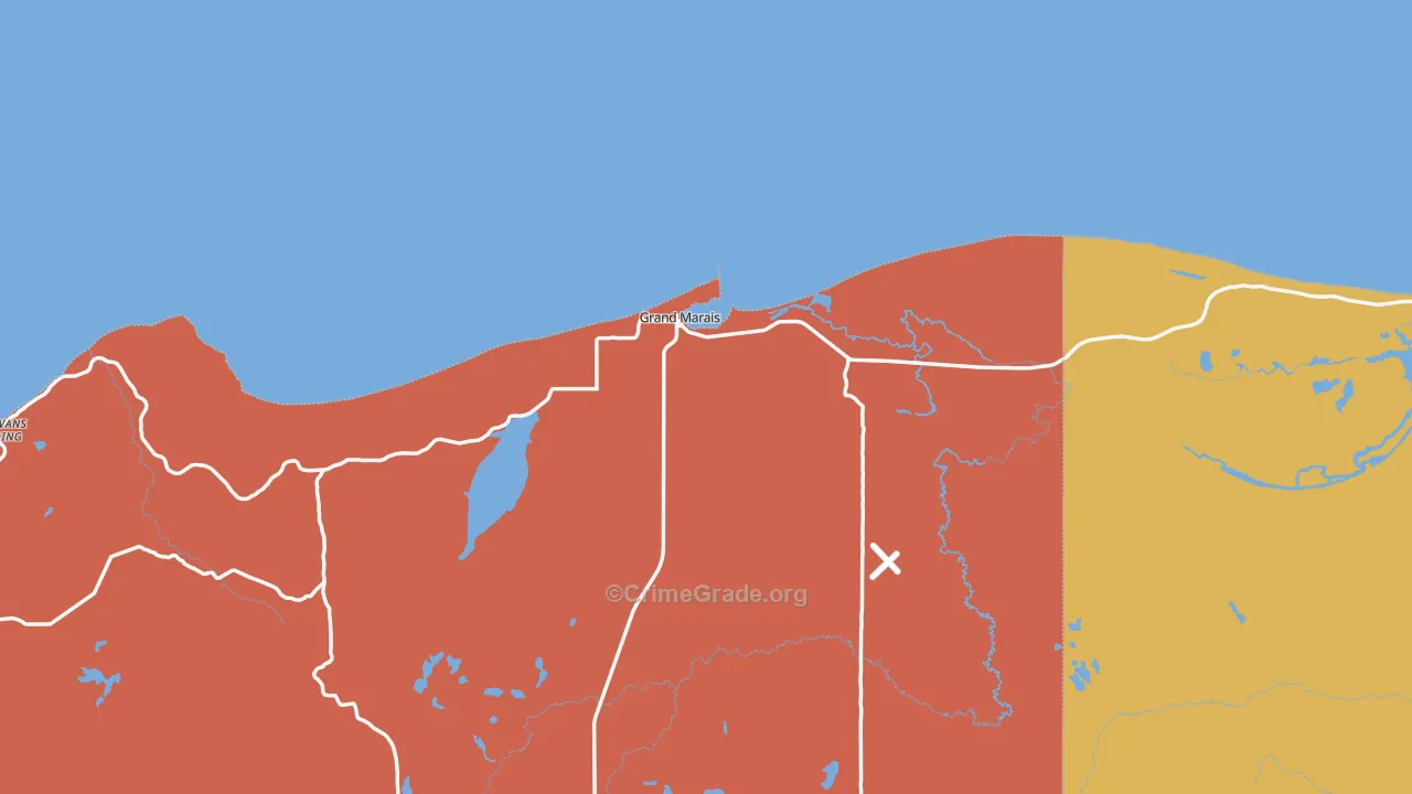 Grand Marais, MI Map of Burglary Rates