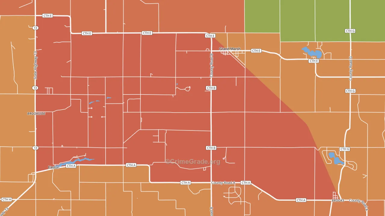 Grand Marsh, WI Map of Burglary Rates