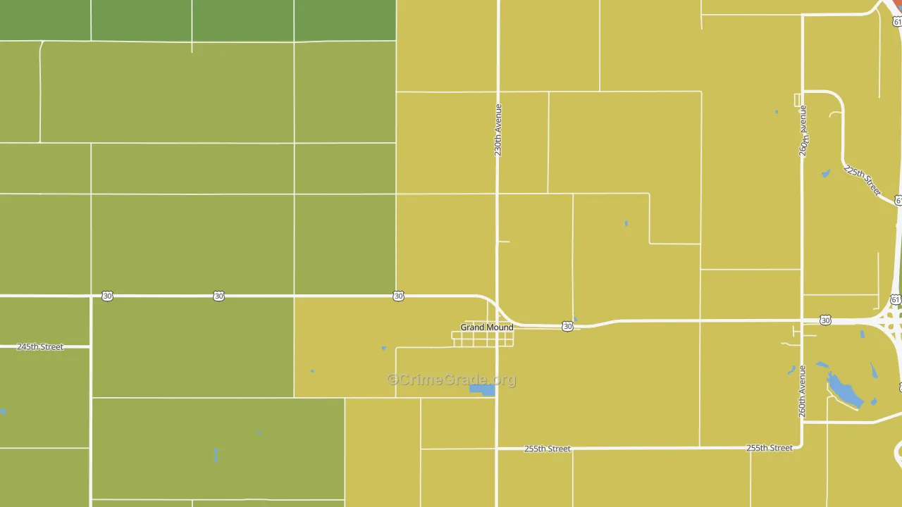 Grand Mound, IA Map of Burglary Rates