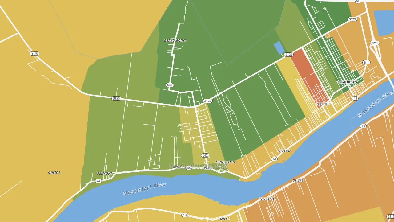 Grand Point, LA Map of Burglary Rates