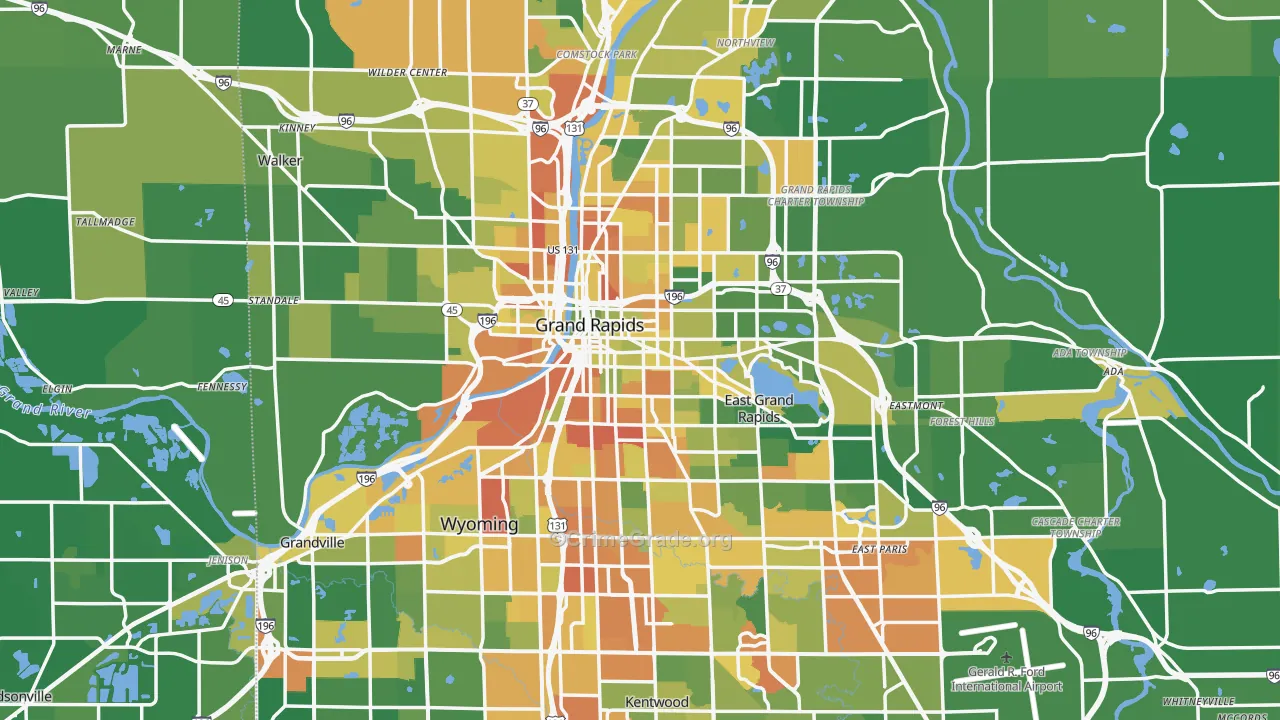 Grand Rapids, MI Map of Burglary Rates