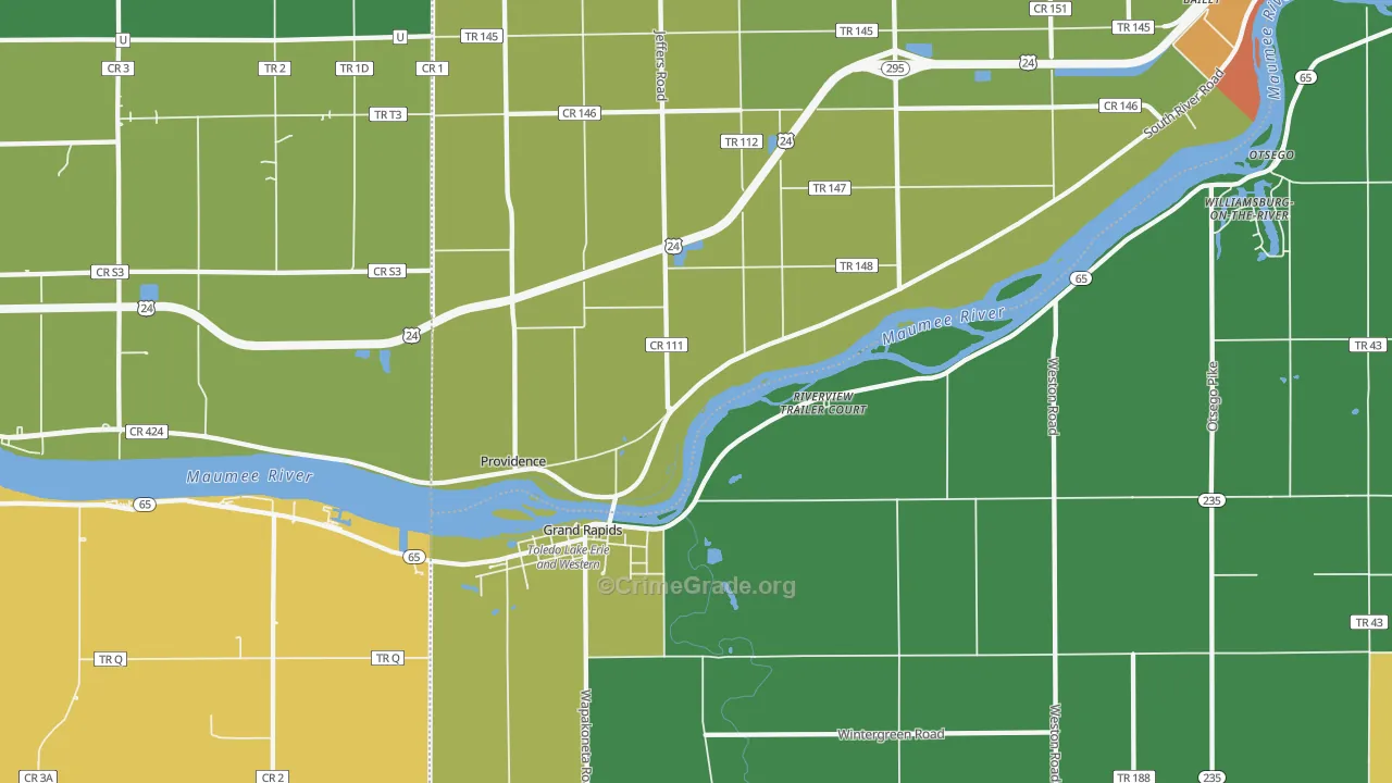 Grand Rapids, OH Map of Burglary Rates