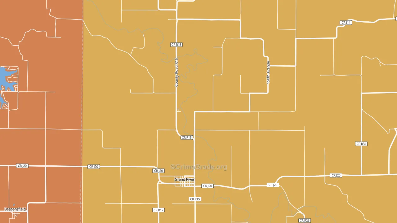 Grand River, IA Map of Burglary Rates